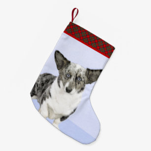 Cardigan Welsh Corgi Painting - Original Dog Art Small Christmas Stocking