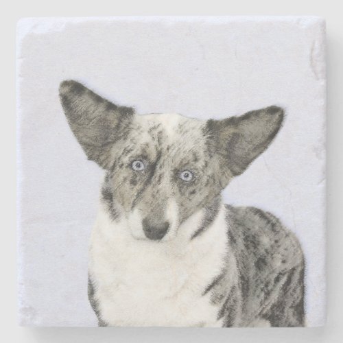 Cardigan Welsh Corgi Painting _ Original Dog Art Stone Coaster