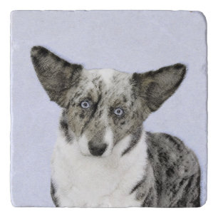 Cardigan Welsh Corgi Painting - Original Dog Art Trivet