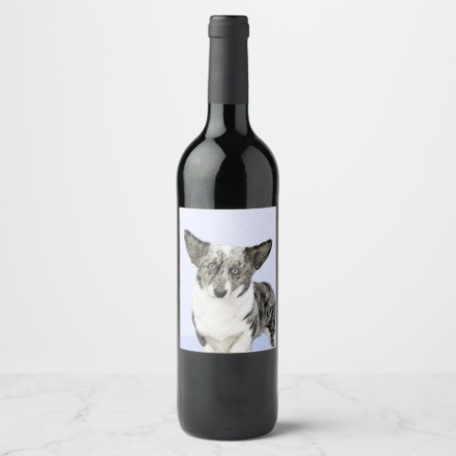 Cardigan Welsh Corgi Painting _ Original Dog Art Wine Label