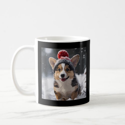 Cardigan Welsh Corgi Puppy Dog Playing In Snow Chr Coffee Mug