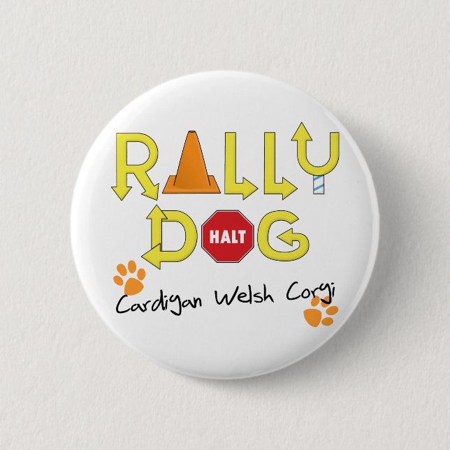 Cardigan Welsh Corgi Rally Dog Pinback Button (Front)