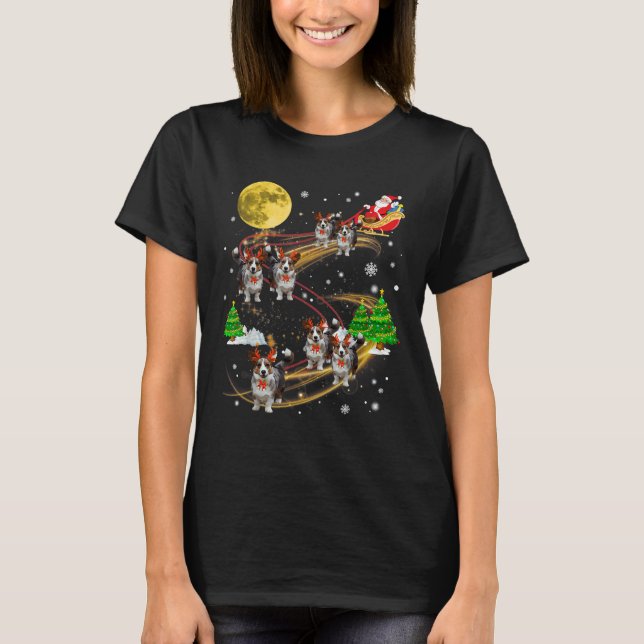 Cardigan Welsh Corgi Reindeer Christmas Dog Santa T-Shirt (Front)