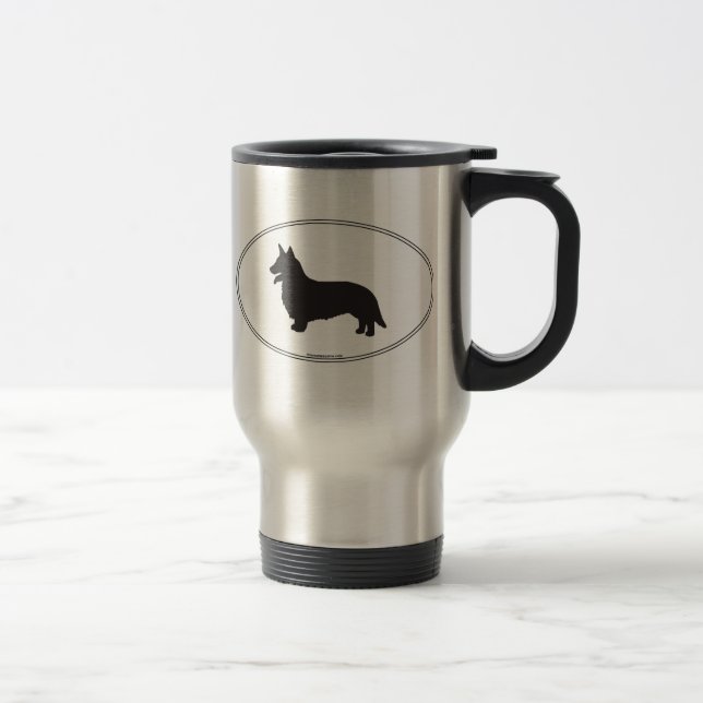 Cardigan Welsh Corgi Silhouette Travel Mug (Right)