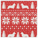 Cardigan Welsh Corgi Silhouettes Christmas Holiday Fabric