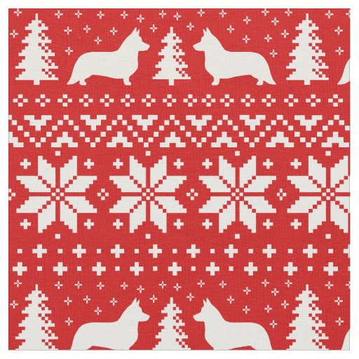 Cardigan Welsh Corgi Silhouettes Christmas Holiday Fabric