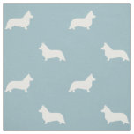 Cardigan Welsh Corgi Silhouettes Pattern Blue Fabric