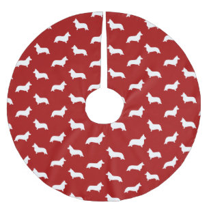 Cardigan Welsh Corgi Silhouettes Pattern Brushed Polyester Tree Skirt