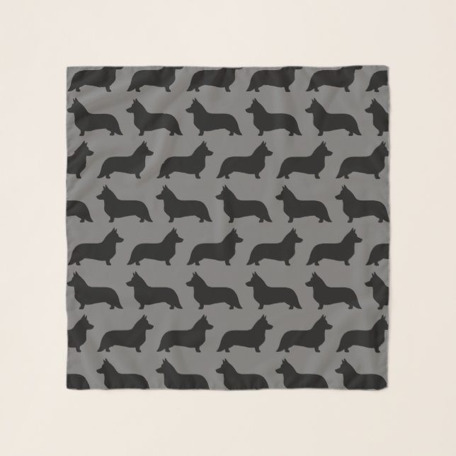 Cardigan Welsh Corgi Silhouettes Pattern Scarf (Front)