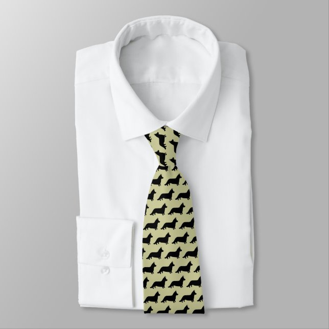 Cardigan Welsh Corgi Silhouettes Tie (Tied)