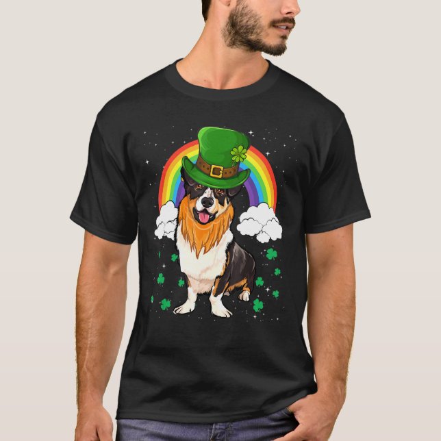 Cardigan Welsh Corgi St Patricks Day Leprechaun T-Shirt (Front)
