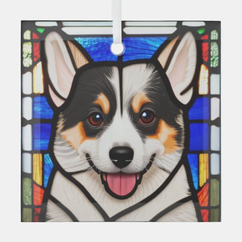 Cardigan Welsh Corgi Stained Glass  Glass Ornament