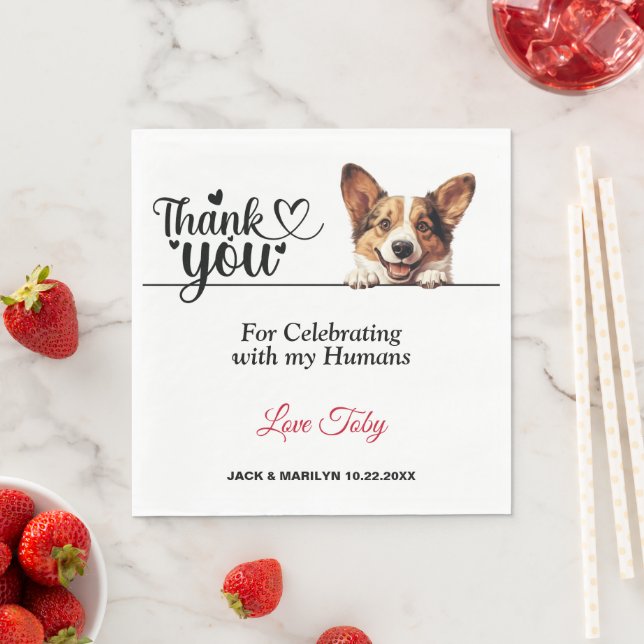 Cardigan Welsh Corgi Wedding Reception Napkins (Insitu)