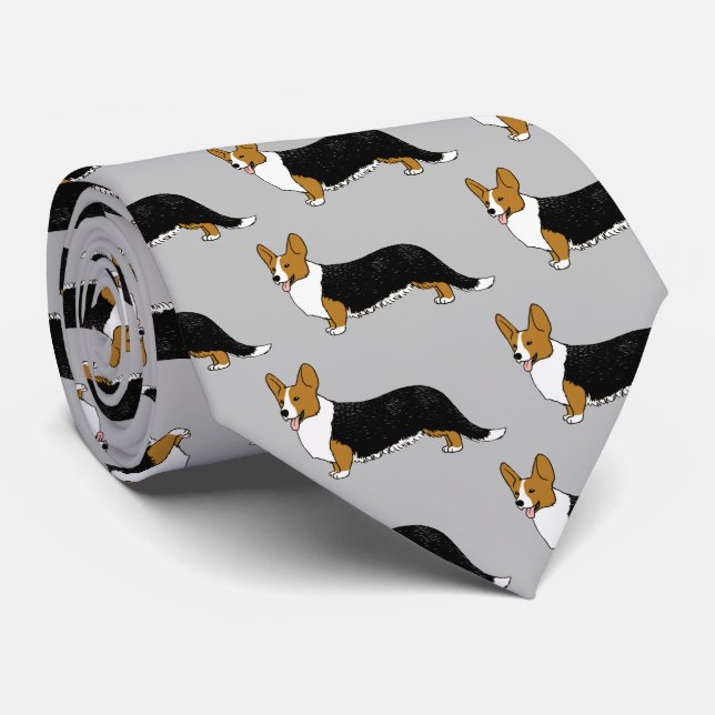 Cardigan Welsh Corgis Pattern Neck Tie (Rolled)