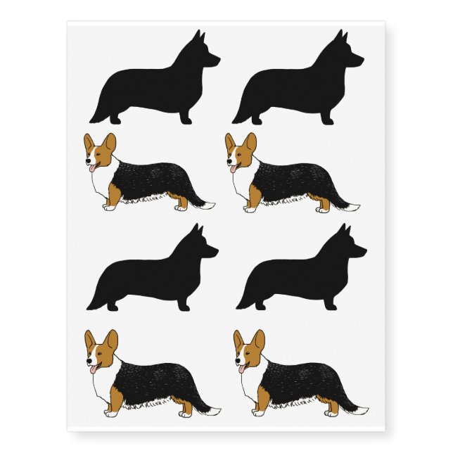Cardigan Welsh Corgis Temporary Tattoos (Front)