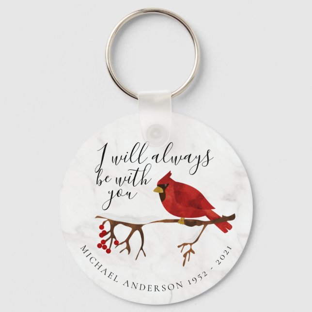Cardinal Always With You Marble Tribute Keychain (Front)