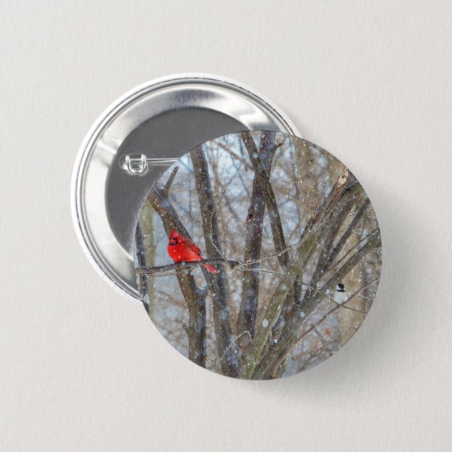 Cardinal and Chickadee Button (Front & Back)