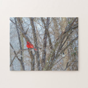 Cardinal and Chickadee Jigsaw Puzzle