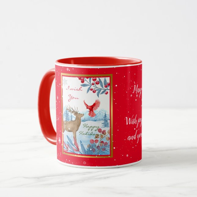 Cardinal and Deer Customize Mug (Front Left)