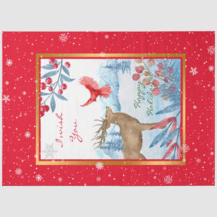 Cardinal and Deer Customize Tissue Paper