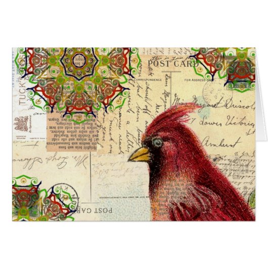 Cardinal and Ephemera Collage Cards (Front Horizontal)