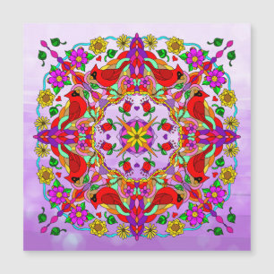 Cardinal and Flowers Mandala