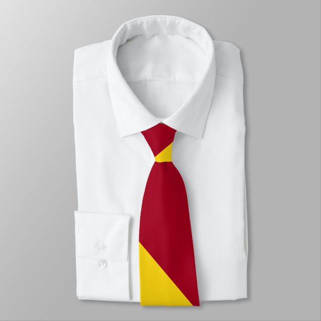 Cardinal and Gold Broad University Stripe Neck Tie (Tied)