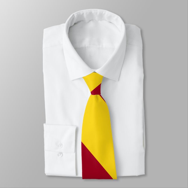Cardinal and Gold Broad University Stripe Neck Tie (Tied)