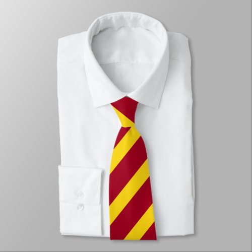 Cardinal and Gold Diagonally_Striped Tie