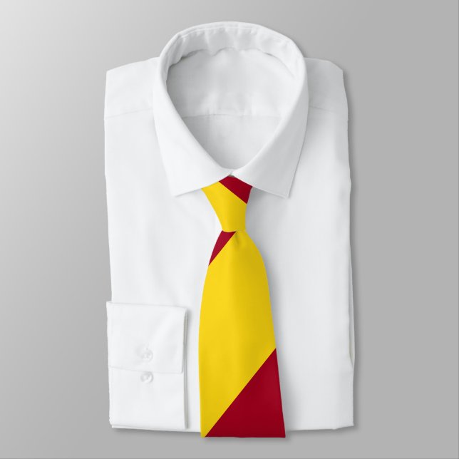 Cardinal and Gold Regimental Stripe Neck Tie (Tied)