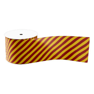 Cardinal and Gold Stripe Pattern Grosgrain Ribbon