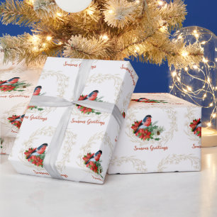 Cardinal and Golden Wreath Wrapping Paper