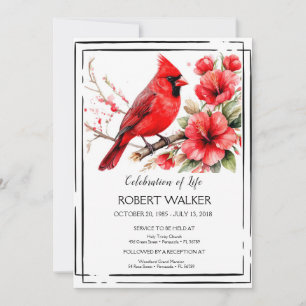 Cardinal and Hibiscus Life Tribute Invitation