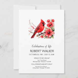 Cardinal and Hibiscus Life Tribute Invitation