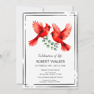 Cardinal and Hibiscus Life Tribute Invitation