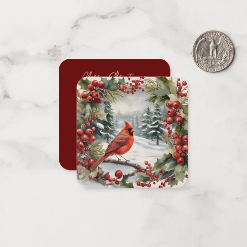 Cardinal and Holly Holiday Mini Christmas Card