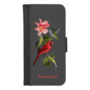 Cardinal and Hummingbird Pink Lily Personalized iPhone 8/7 Wallet Case