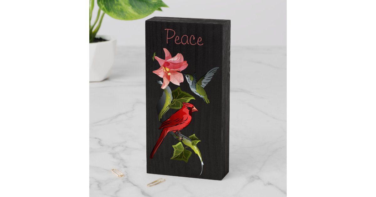 Cardinal and Hummingbird Pink Lily Word Wooden Box Sign Zazzle