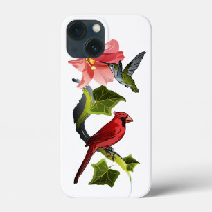 Cardinal and Hummingbird with Pink Lily and Ivy iPhone 13 Mini Case