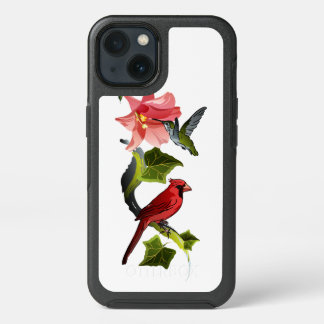 Cardinal and Hummingbird with Pink Lily and Ivy iPhone 13 Case