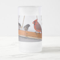 Cardinal and Juncos Frosted Glass Beer Mug