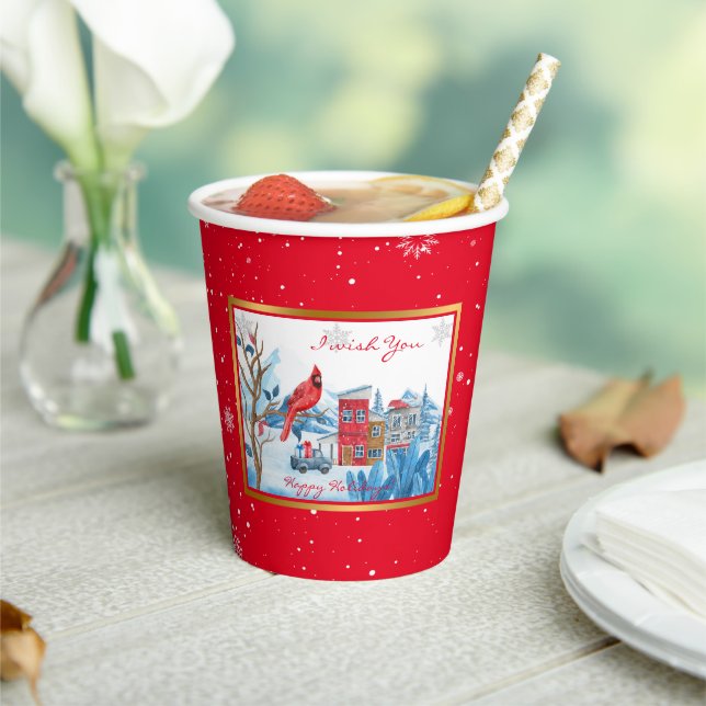Cardinal And Landscape Customize Paper Cups (Insitu)