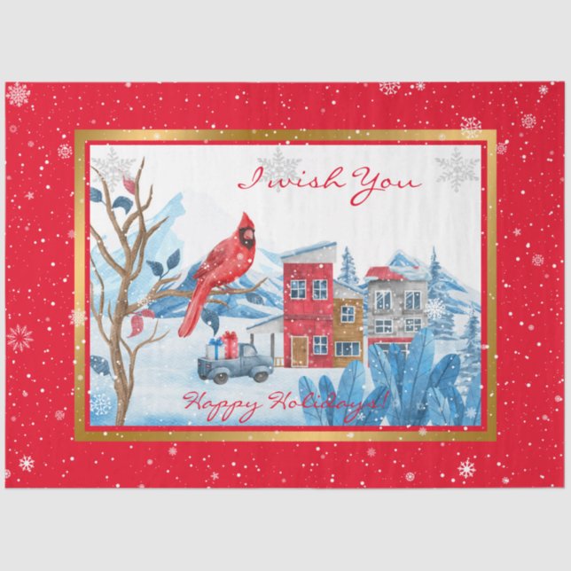 Cardinal And Landscape Customize Tissue Paper (Front)