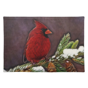 Cardinal and Pinecones Cloth Placemat
