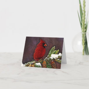 Cardinal and Pinecones Holiday Card