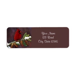 Cardinal and Pinecones Label