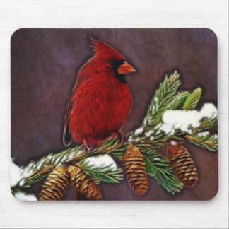 Cardinal and Pinecones Mouse Pad