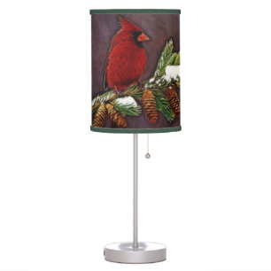 Cardinal and Pinecones Table Lamp