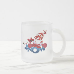 Cardinal and SNOW man Frosted Glass Coffee Mug