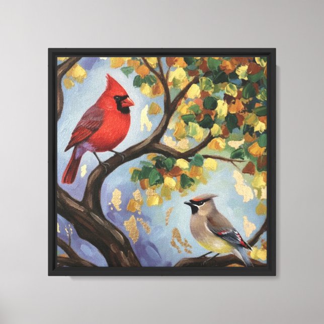Cardinal and the Waxwing  Canvas Print (Front)
